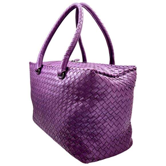 BOTTEGA VENETA Intrecciato Tote Bag, Leather, Purple, Boston Handbag, Women's... - Picture 2 of 14
